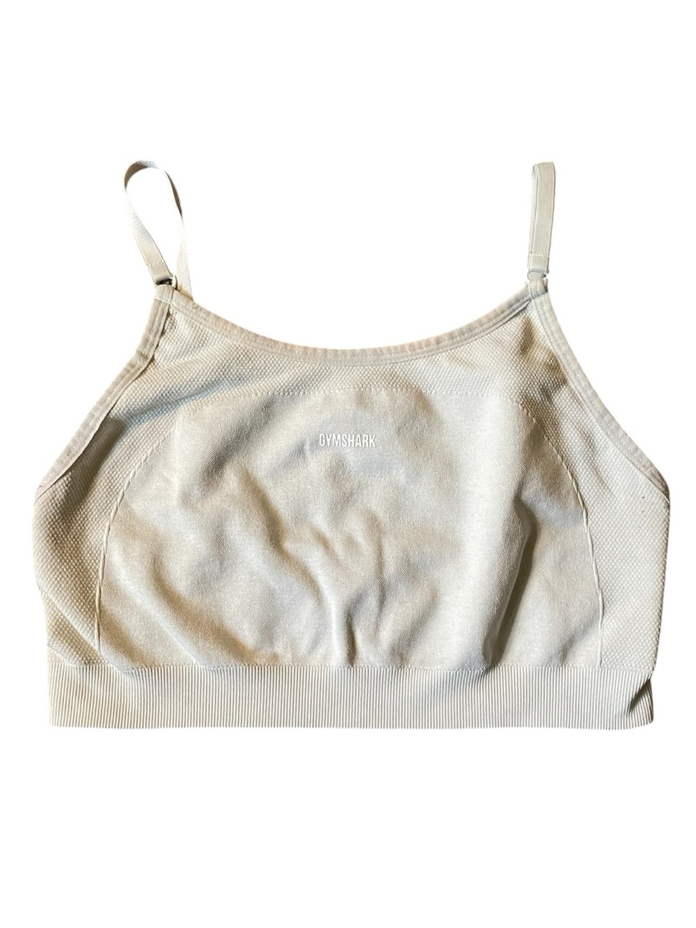 H7- Gymshark Cream Lightweight Seamless Crop Sports Bra medium